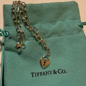 Tiffany Keyhole Heart Charm Lock Bracelet RARE 7.75” Length